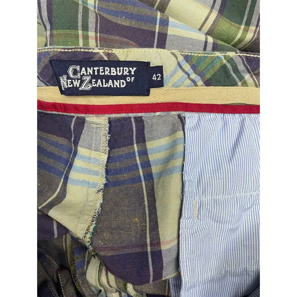 Canterbury of New Zealand Linen Blend Plaid Shorts Men’s Size 42